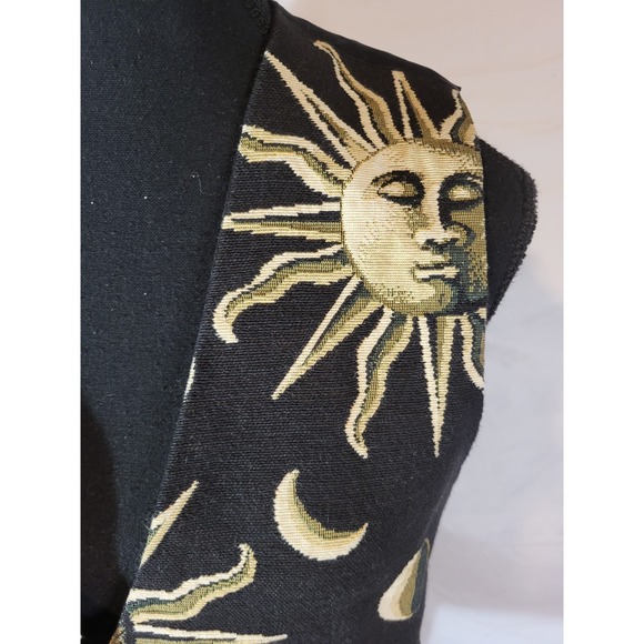 Vintage Celestial Sun & Moon Tapestry Vest Whimsigoth Ethereal Gothic Witchy S - Picture 2 of 5